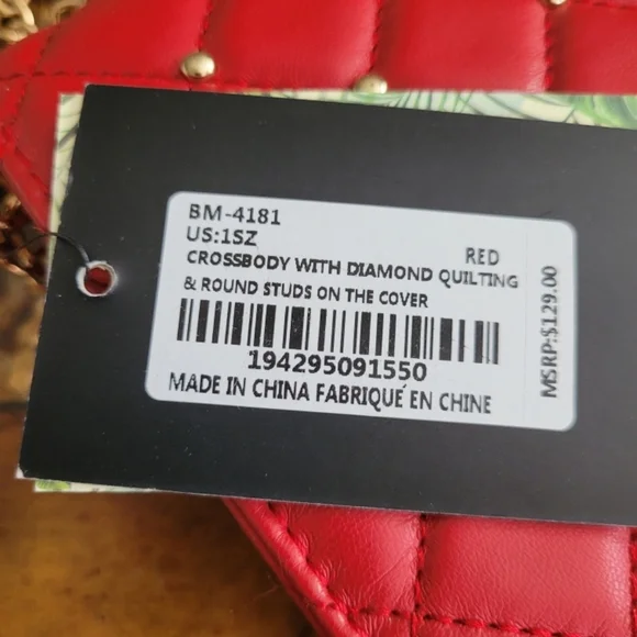 Badgley Mischka Red Quilted Chain Bag - Picture 9 of 9